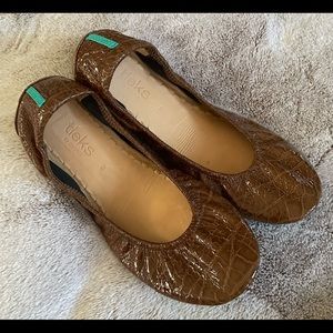 Tieks Sienna Brown Croc Patent Leather Ballet Flats Sz 8
